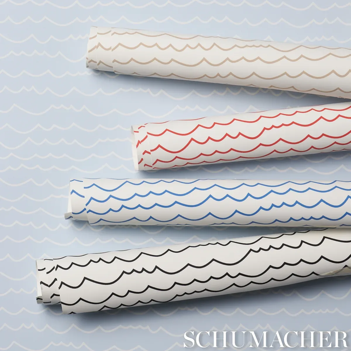 WAVES WHITE ON SKY Schumacher Wallpaper wallpaper - SKU 5007464