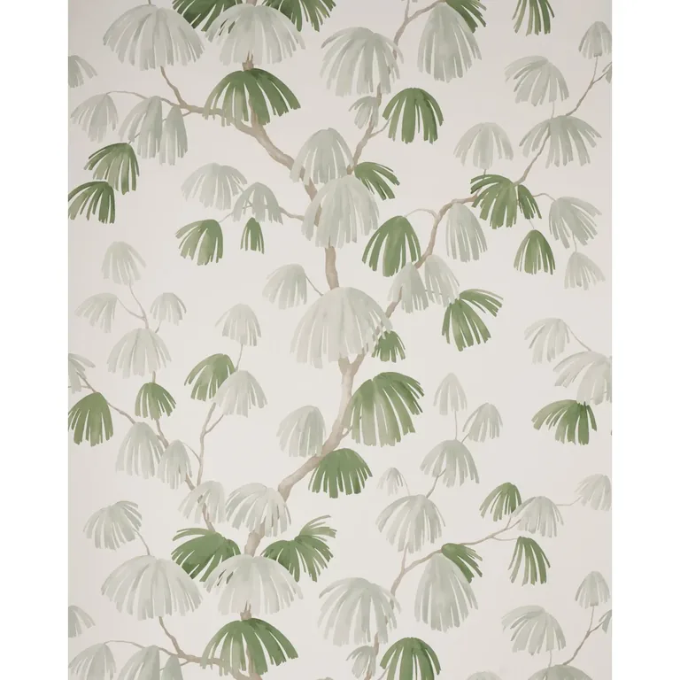 Schumacher WEEPING PINE wallpaper, color SAGE, SKU 5008332
