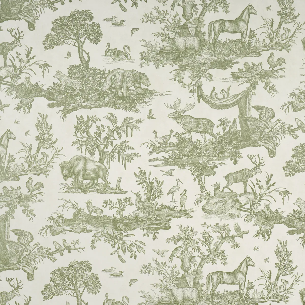 Western Toile OLIVE Schumacher Wallpaper wallpaper - SKU 5016441