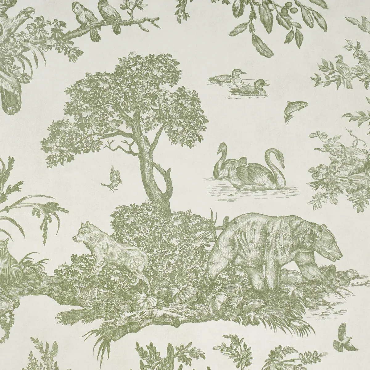 Western Toile OLIVE Schumacher Wallpaper wallpaper - SKU 5016441