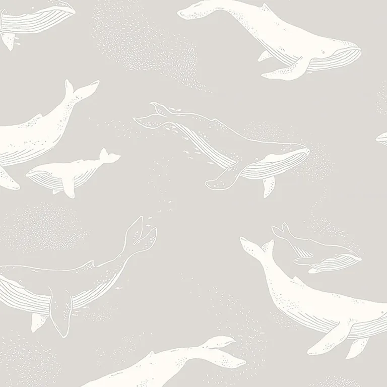 Schumacher WHALES wallpaper, color GREY, SKU 7452