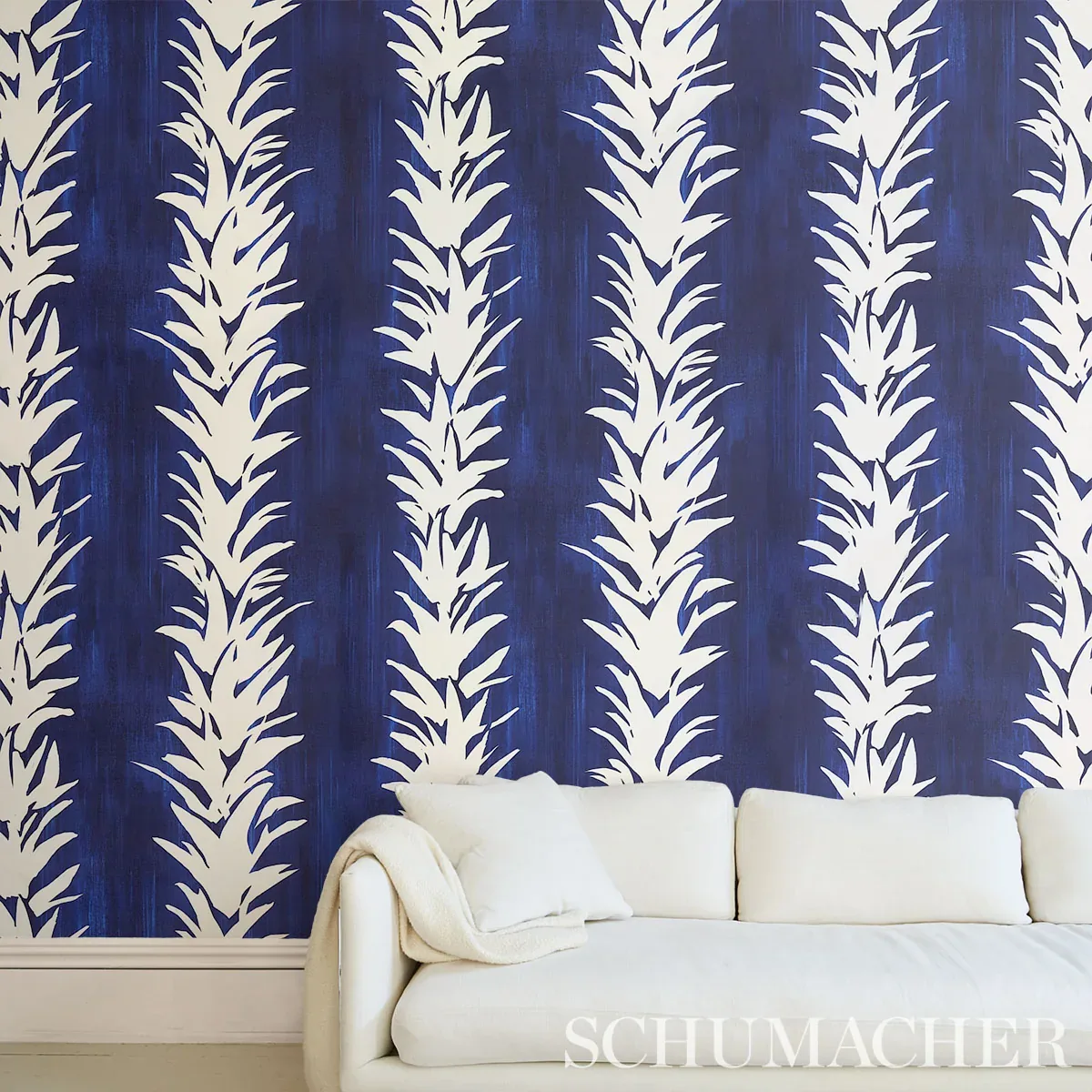 WHITE LOTUS - COBALT Schumacher Wallpaper | Wallpaper Twins WHITE LOTUS COBALT Schumacher Wallpaper wallpaper - SKU 5013661