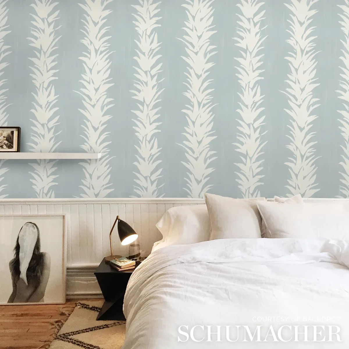 WHITE LOTUS SOFT BLUE Schumacher Wallpaper wallpaper - SKU 5013664
