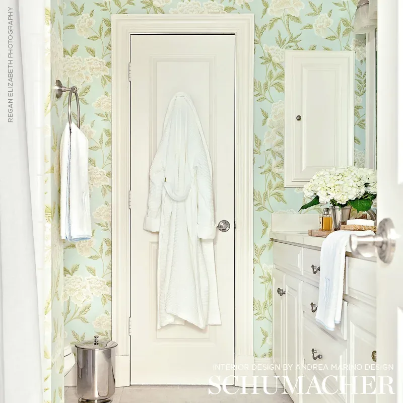 WHITNEY FLORAL AQUA Schumacher Wallpaper wallpaper - SKU 5004382