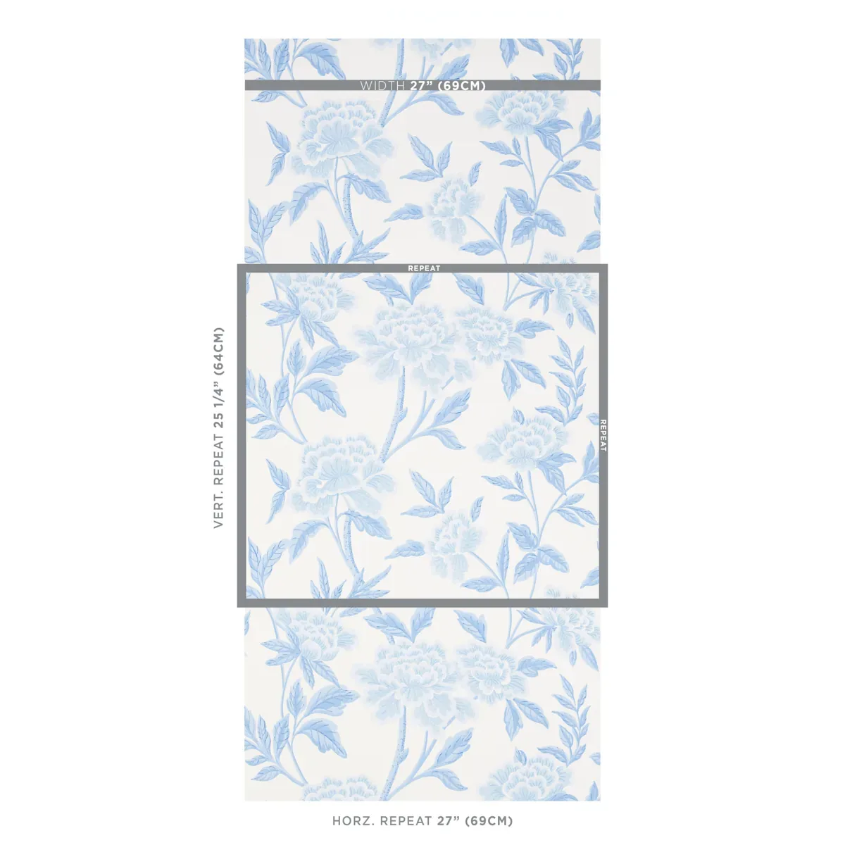 WHITNEY FLORAL BLUE Schumacher Wallpaper wallpaper - SKU 5004385