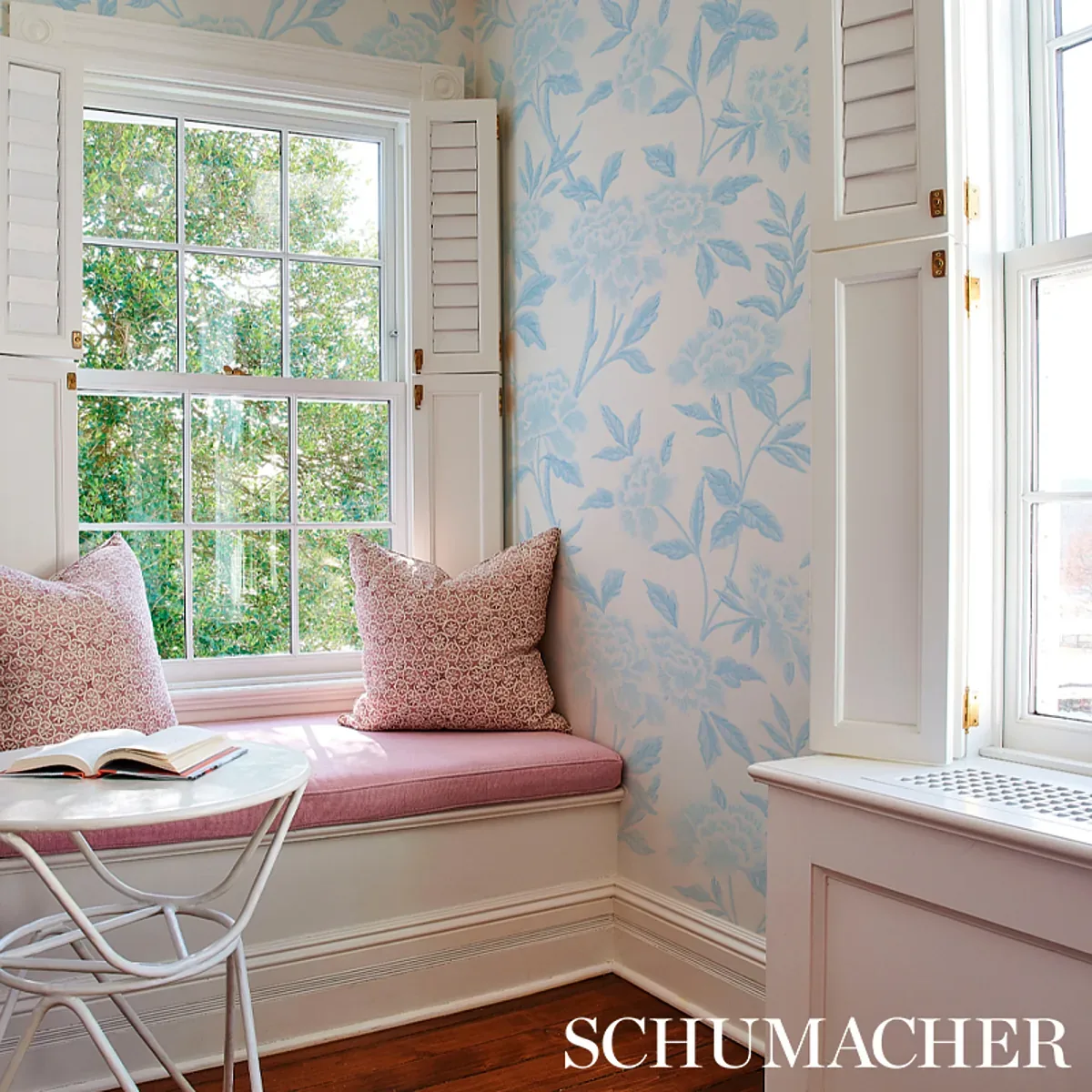 WHITNEY FLORAL BLUE Schumacher Wallpaper wallpaper - SKU 5004385