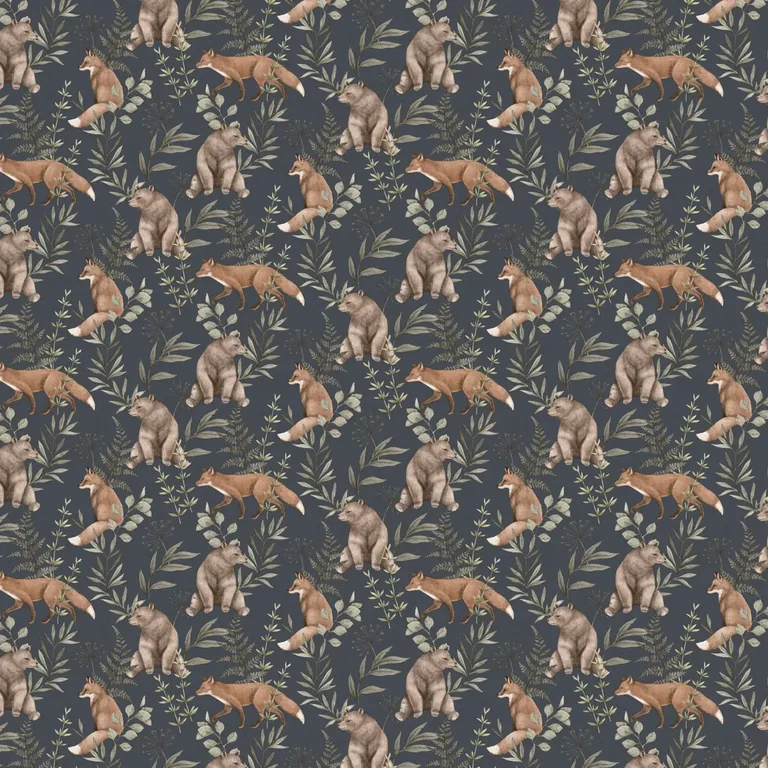 Schumacher WILD FOREST wallpaper, color MIDNIGHT, SKU 6920