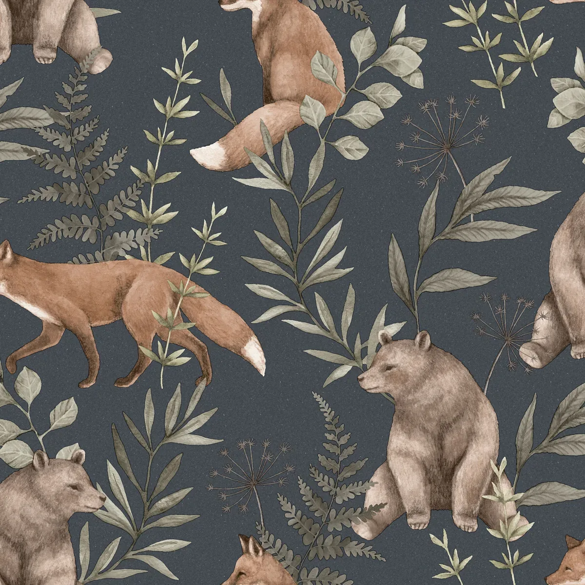WILD FOREST MIDNIGHT Schumacher Wallpaper wallpaper - SKU 6920