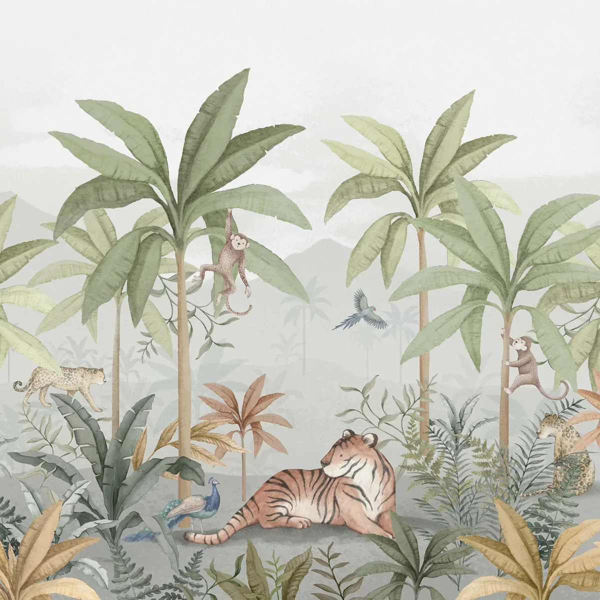 WILD JUNGLE MURAL MULTI Schumacher Wallpaper wallpaper - SKU 6945