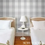 WILLA CHECK LARGE GREY Schumacher Wallpaper wallpaper - SKU 5012357