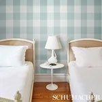 WILLA CHECK LARGE - SEAGLASS Schumacher Wallpaper | Wallpape WILLA CHECK LARGE SEAGLASS Schumacher Wallpaper wallpaper - SKU 5012356