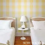 WILLA CHECK LARGE - YELLOW Schumacher Wallpaper | Wallpaper WILLA CHECK LARGE YELLOW Schumacher Wallpaper wallpaper - SKU 5012353