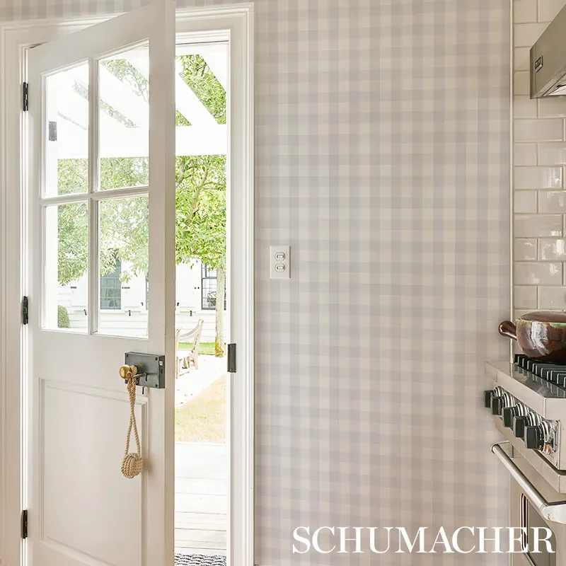 WILLA CHECK SMALL - LAVENDER Schumacher Wallpaper | Wallpape WILLA CHECK SMALL LAVENDER Schumacher Wallpaper wallpaper - SKU 5012365