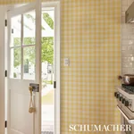 WILLA CHECK SMALL - YELLOW Schumacher Wallpaper | Wallpaper WILLA CHECK SMALL YELLOW Schumacher Wallpaper wallpaper - SKU 5012363
