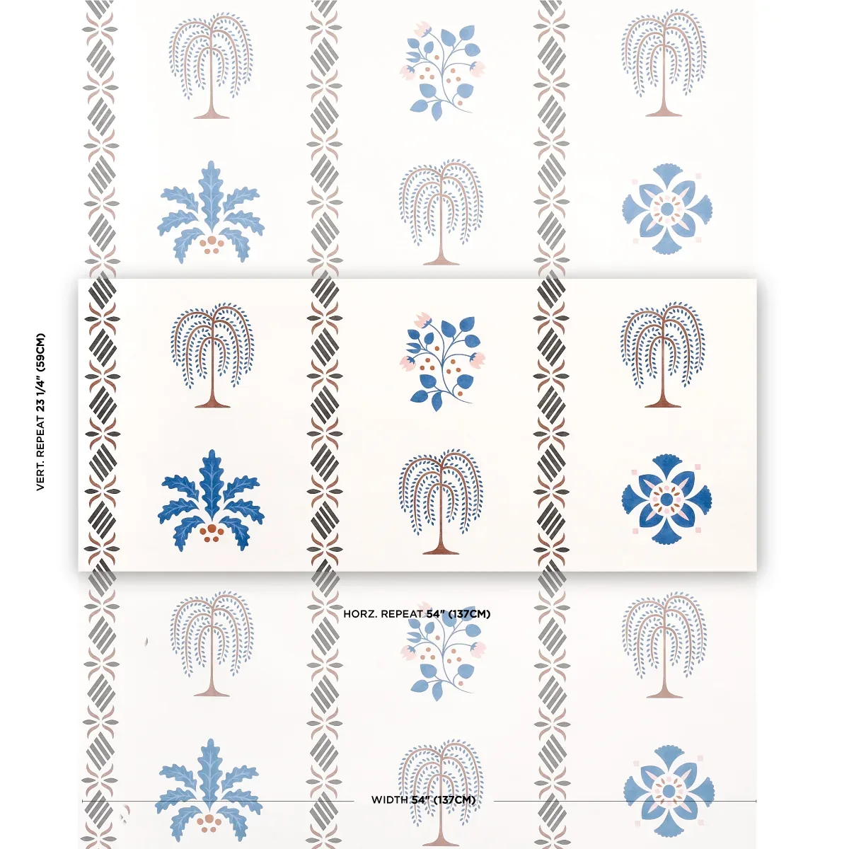 WILLARD HOUSE STENCIL - BLUE Schumacher Wallpaper | Wallpape WILLARD HOUSE STENCIL BLUE Schumacher Wallpaper wallpaper - SKU 5014840