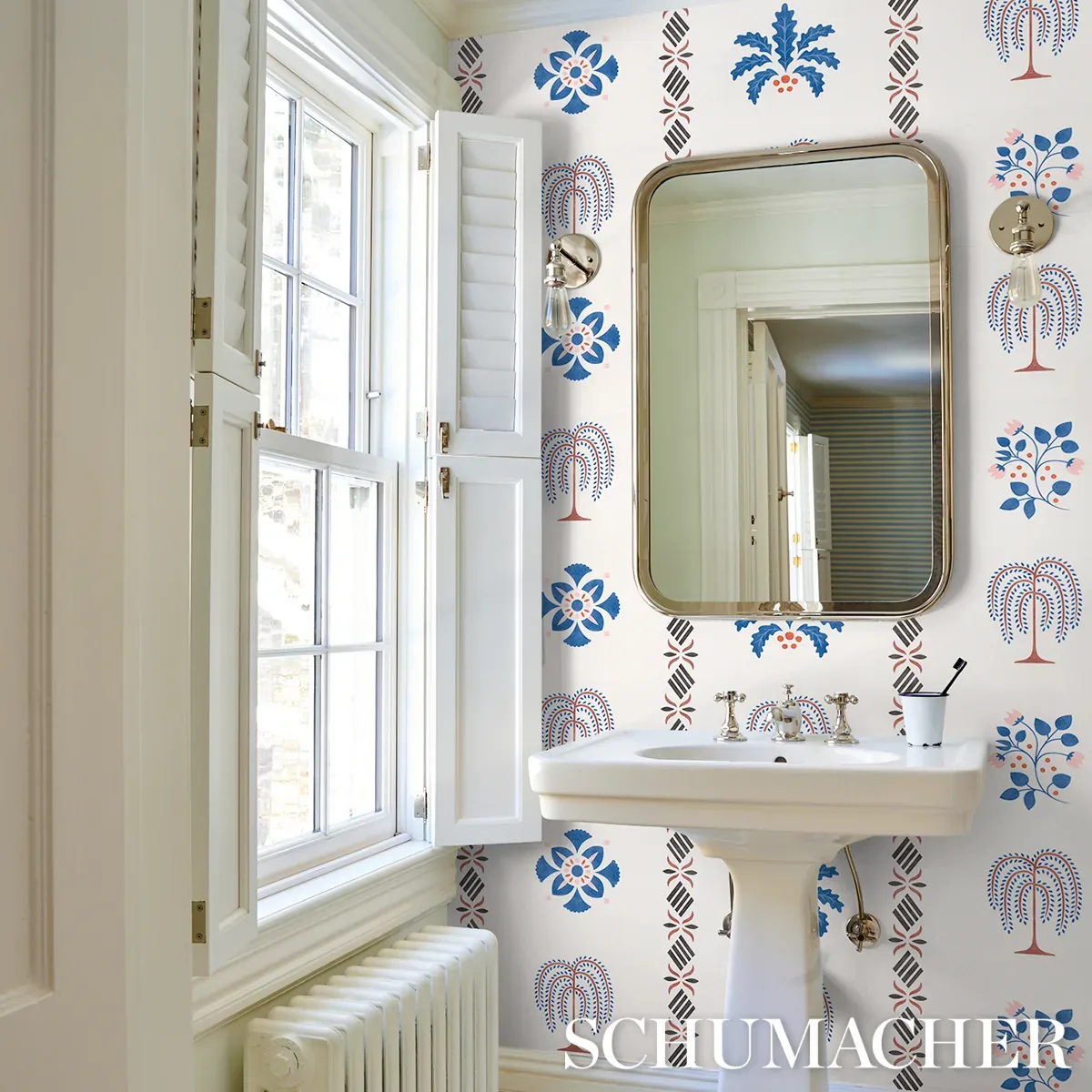 WILLARD HOUSE STENCIL - BLUE Schumacher Wallpaper | Wallpape WILLARD HOUSE STENCIL BLUE Schumacher Wallpaper wallpaper - SKU 5014840