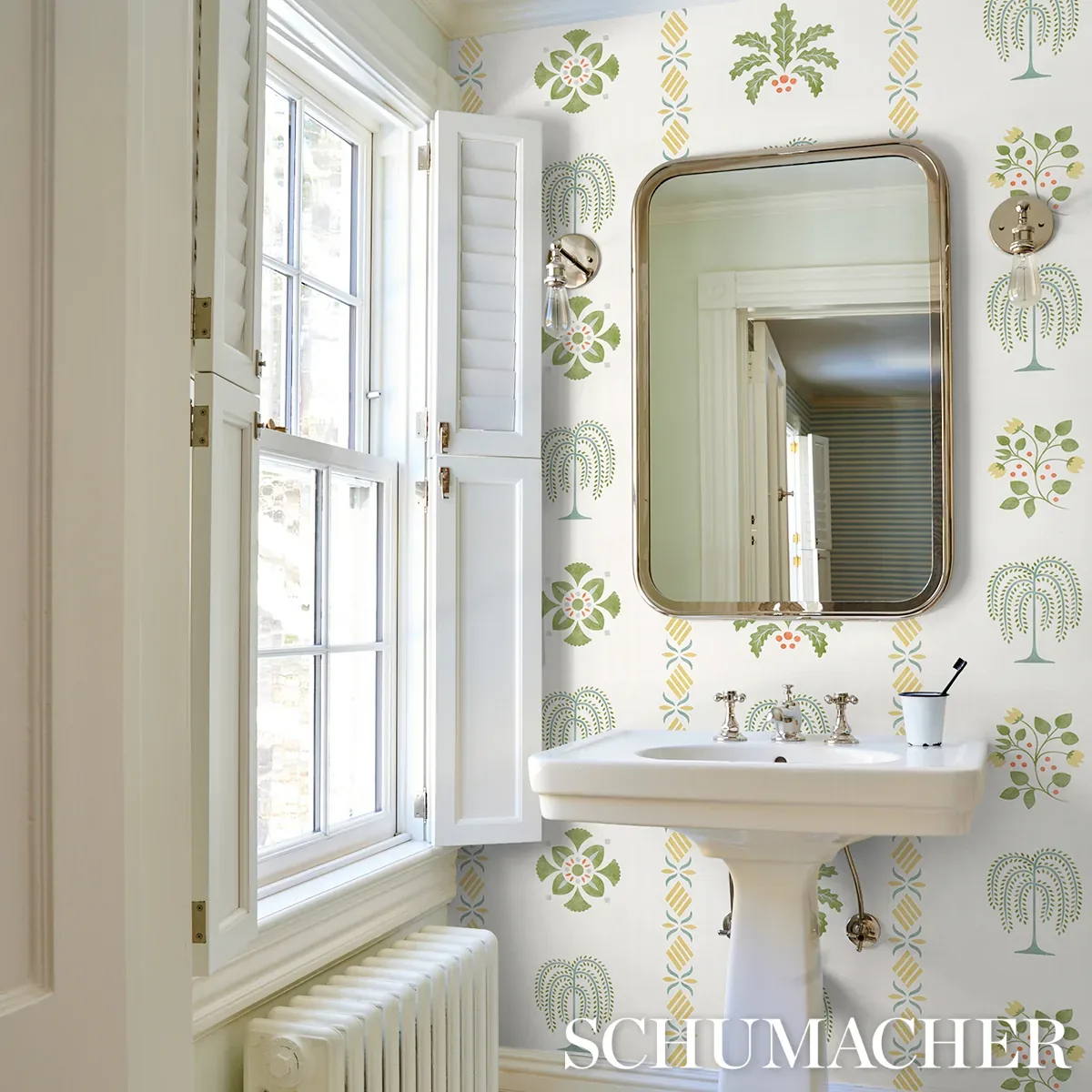 WILLARD HOUSE STENCIL - GREEN Schumacher Wallpaper | Wallpap WILLARD HOUSE STENCIL GREEN Schumacher Wallpaper wallpaper - SKU 5014841