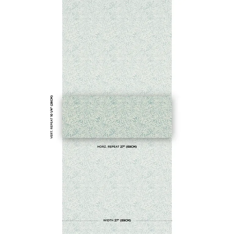 Schumacher WILLOW LEAF wallpaper, color AQUA, SKU 5004139