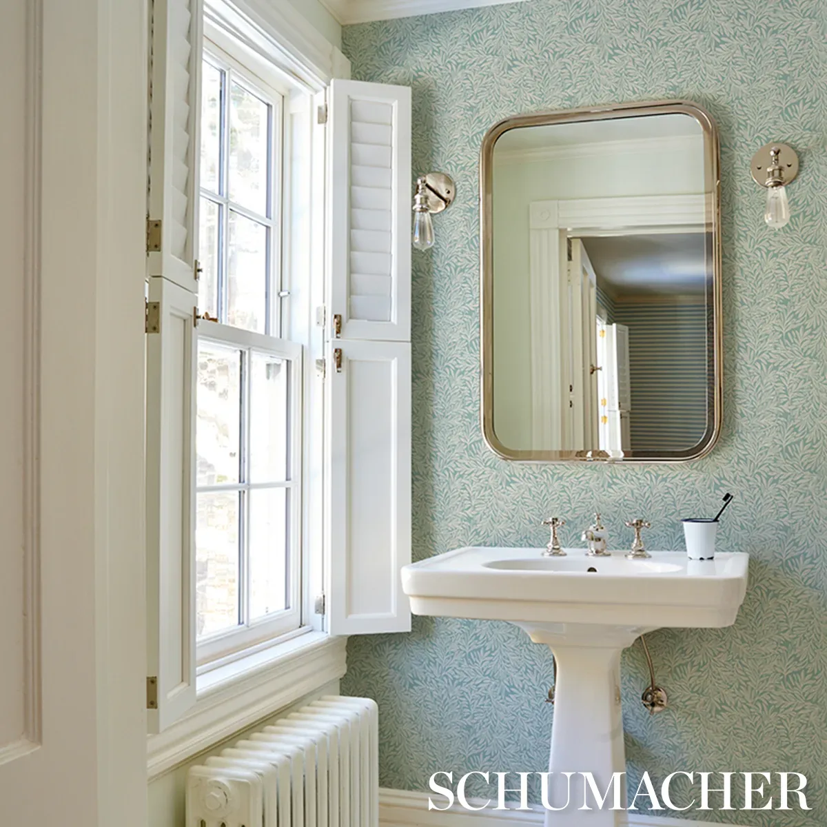 WILLOW LEAF AQUA Schumacher Wallpaper wallpaper - SKU 5004139