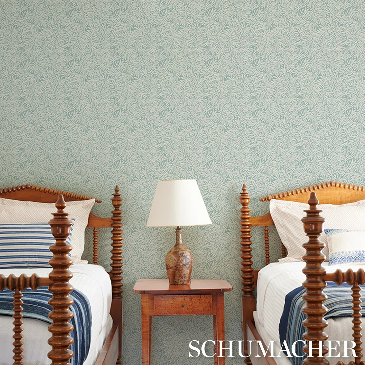 WILLOW LEAF AQUA Schumacher Wallpaper wallpaper - SKU 5004139