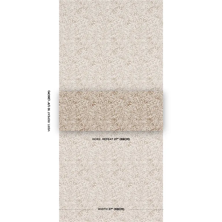 Schumacher WILLOW LEAF wallpaper, color MOCHA, SKU 5004138