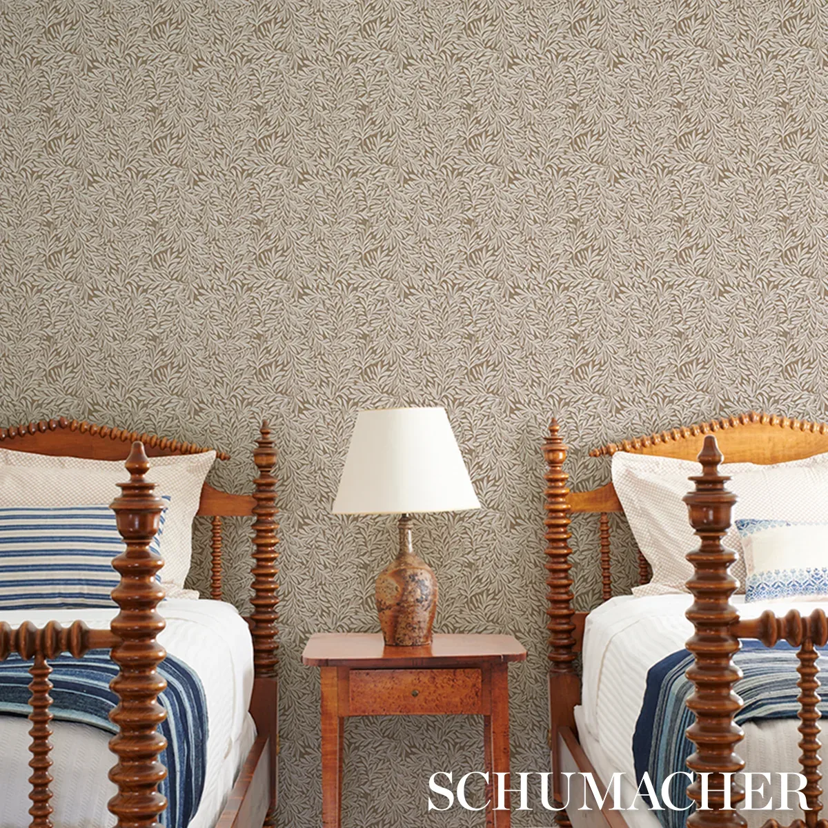 Schumacher WILLOW LEAF - MOCHA Wallpaper | Buy Online Schumacher WILLOW LEAF wallpaper, color MOCHA, SKU 5004138