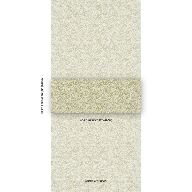 Schumacher WILLOW LEAF wallpaper, color MOSS, SKU 5004137