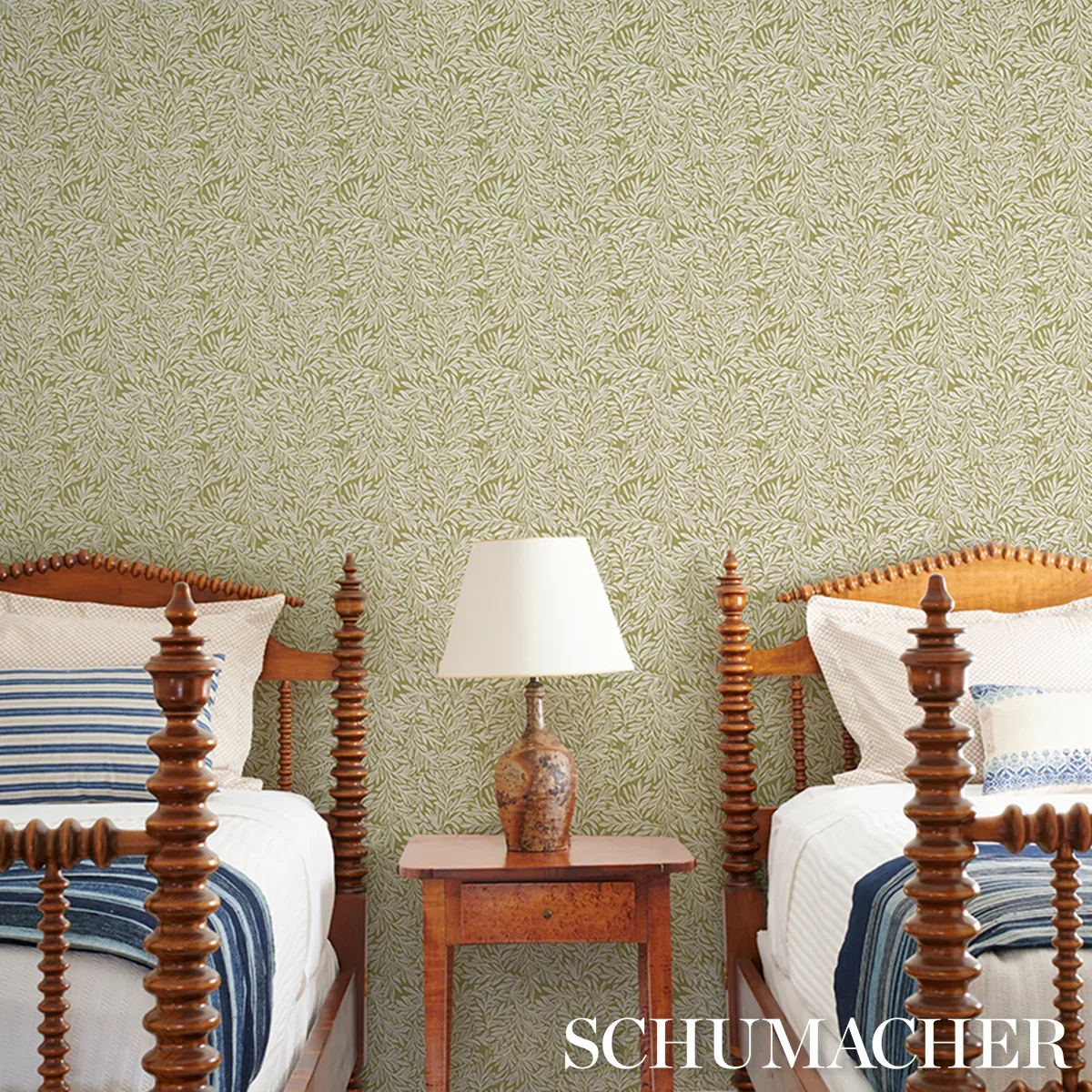 WILLOW LEAF - MOSS Schumacher Wallpaper | Wallpaper Twins WILLOW LEAF MOSS Schumacher Wallpaper wallpaper - SKU 5004137