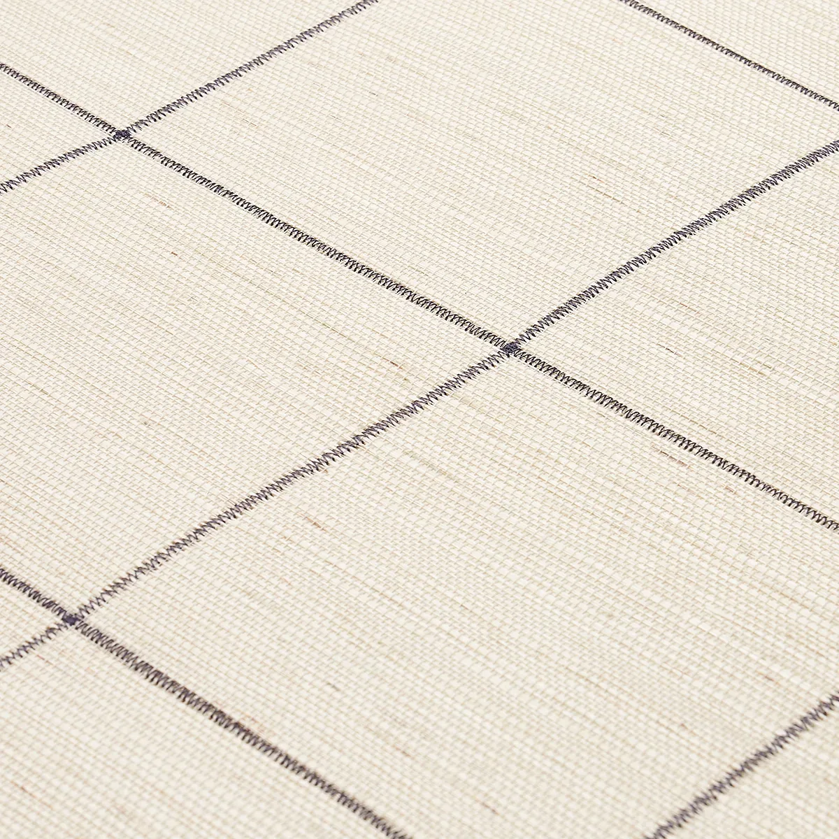 WINDOWPANE EMBROIDERED SISAL - CHARCOAL Schumacher Wallpaper WINDOWPANE EMBROIDERED SISAL CHARCOAL Schumacher Wallpaper wallpaper - SKU 5015202