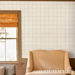 WINDOWPANE EMBROIDERED SISAL - CHARCOAL Schumacher Wallpaper WINDOWPANE EMBROIDERED SISAL CHARCOAL Schumacher Wallpaper wallpaper - SKU 5015202