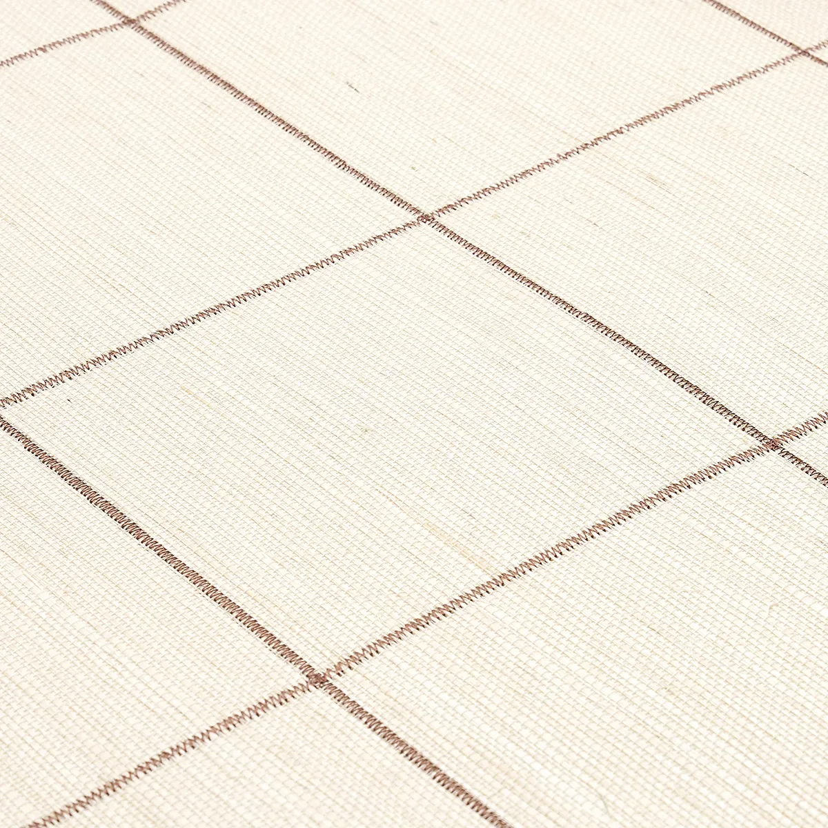 Schumacher WINDOWPANE EMBROIDERED SISAL - JAVA Wallpaper | Buy Online SKU 5015201