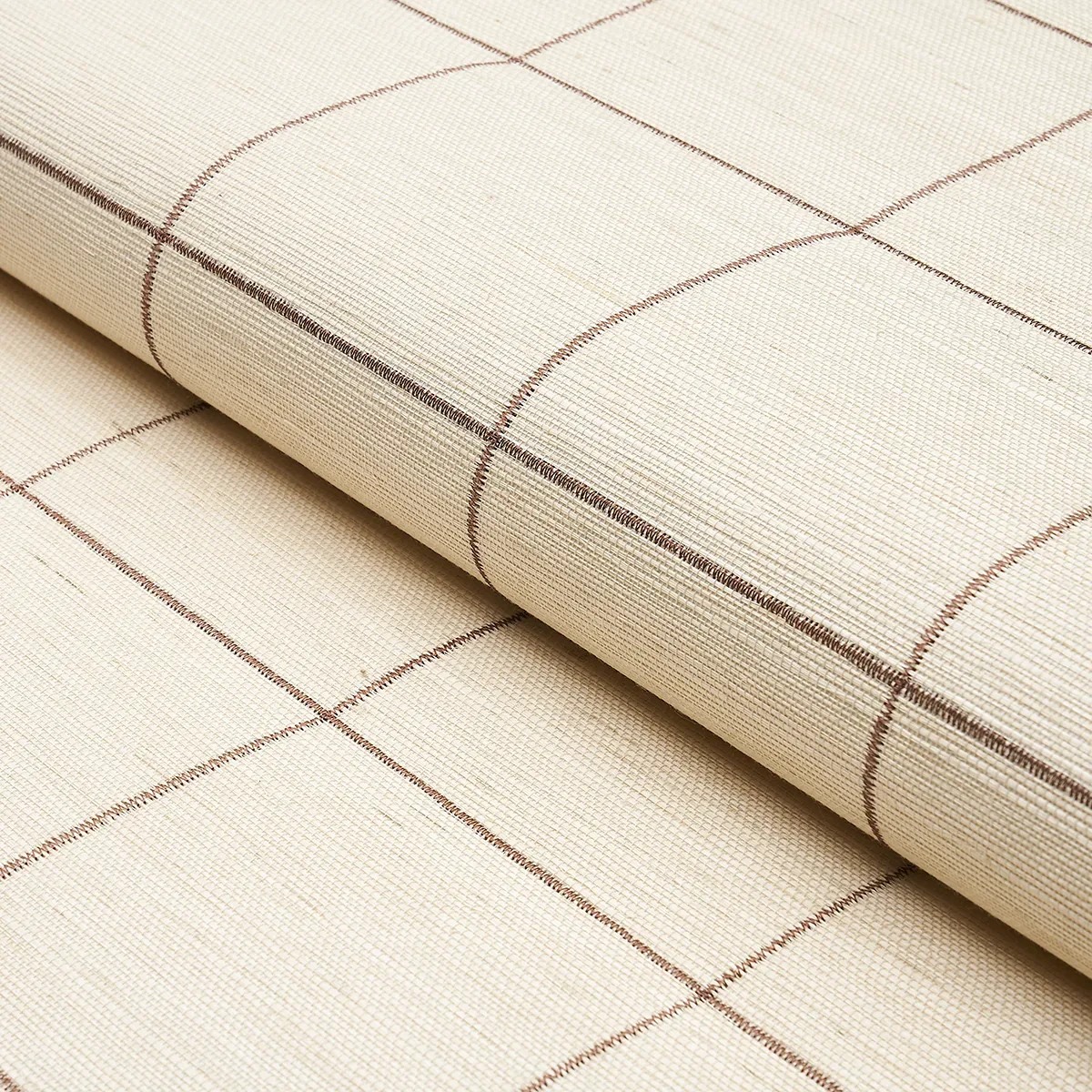 Schumacher WINDOWPANE EMBROIDERED SISAL - JAVA Wallpaper | Buy Online Schumacher WINDOWPANE EMBROIDERED SISAL wallpaper