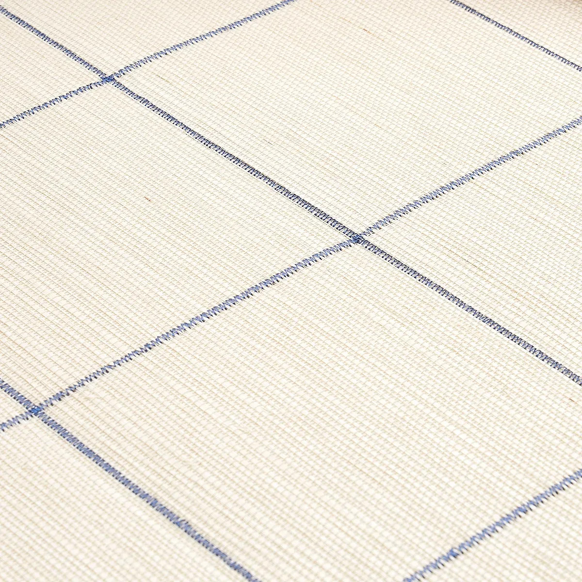 WINDOWPANE EMBROIDERED SISAL NAVY Schumacher Wallpaper wallpaper - SKU 5015200