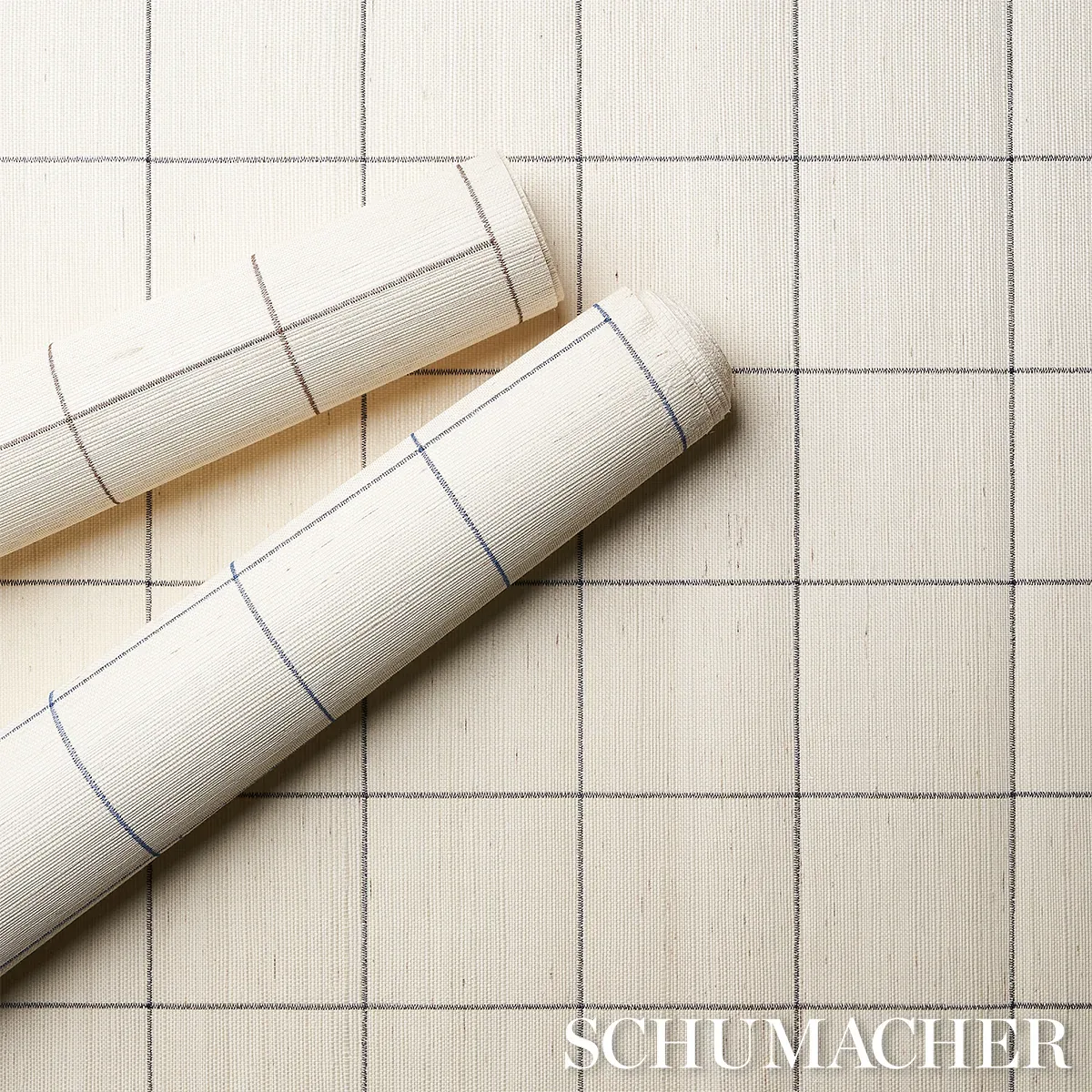 WINDOWPANE EMBROIDERED SISAL NAVY Schumacher Wallpaper wallpaper - SKU 5015200