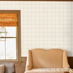 WINDOWPANE EMBROIDERED SISAL NAVY Schumacher Wallpaper wallpaper - SKU 5015200