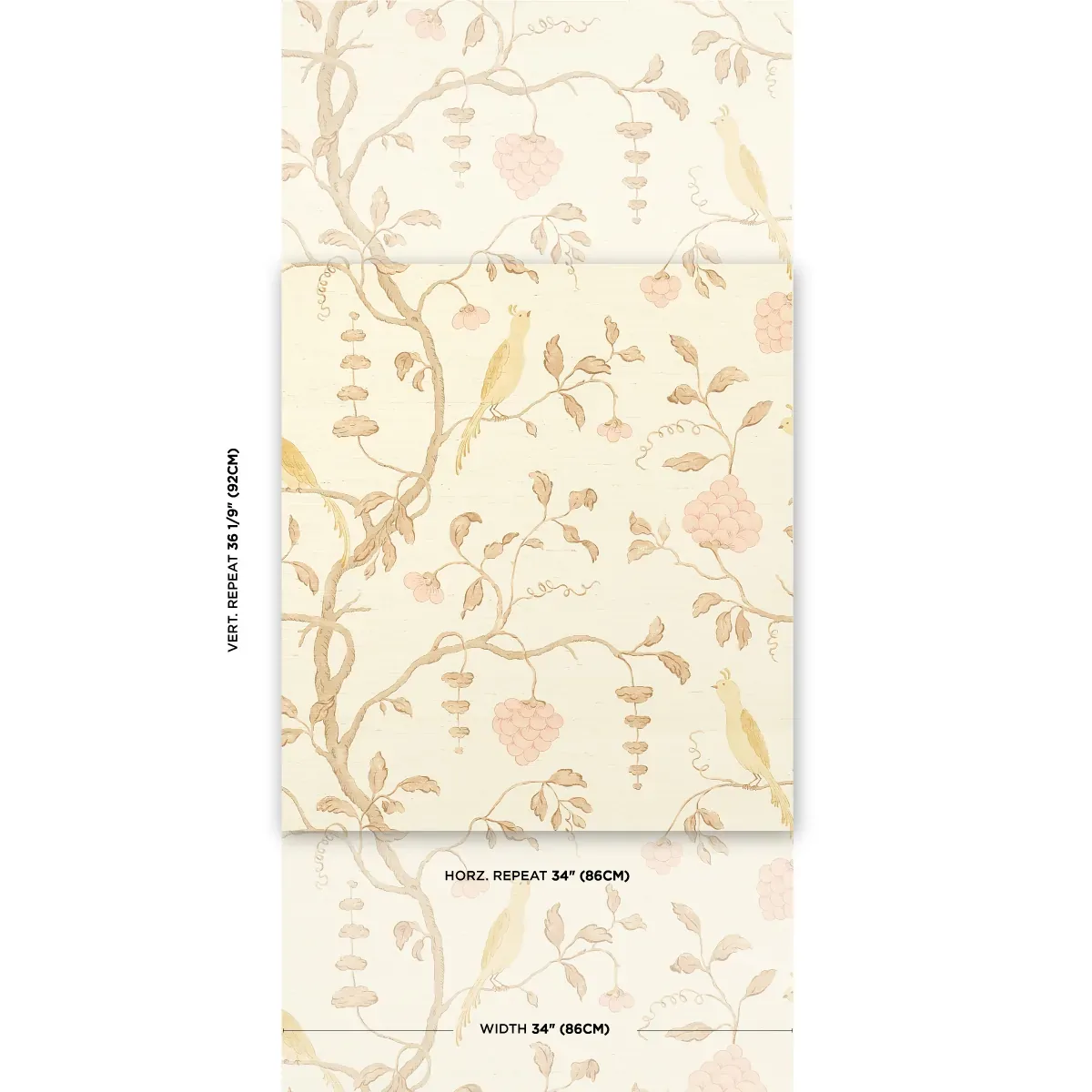 WISTERIA SISAL - AMBER & ROSE Schumacher Wallpaper | Wallpap WISTERIA SISAL AMBER & ROSE Schumacher Wallpaper wallpaper - SKU 5013701