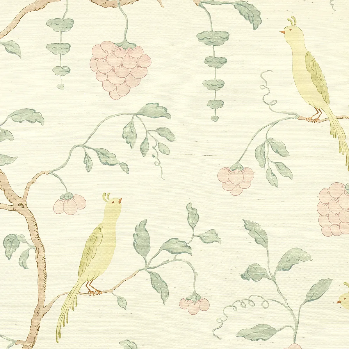 WISTERIA SISAL TEAL & SOFT PINK Schumacher Wallpaper wallpaper - SKU 5013700