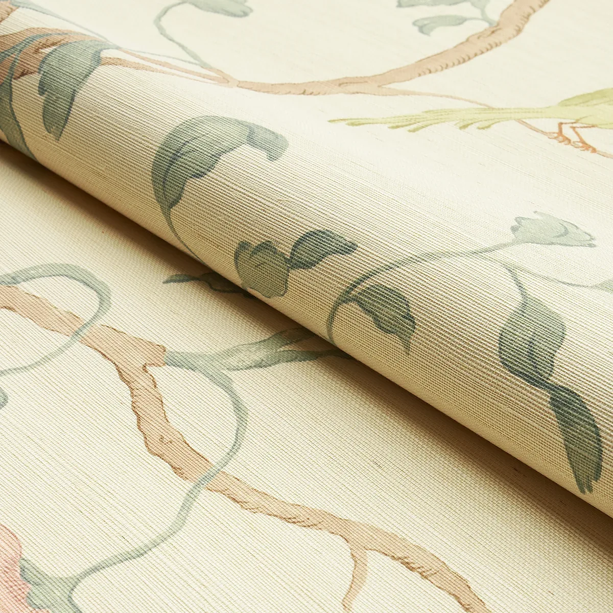 WISTERIA SISAL - TEAL & SOFT PINK Schumacher Wallpaper | Wal WISTERIA SISAL TEAL & SOFT PINK Schumacher Wallpaper wallpaper - SKU 5013700
