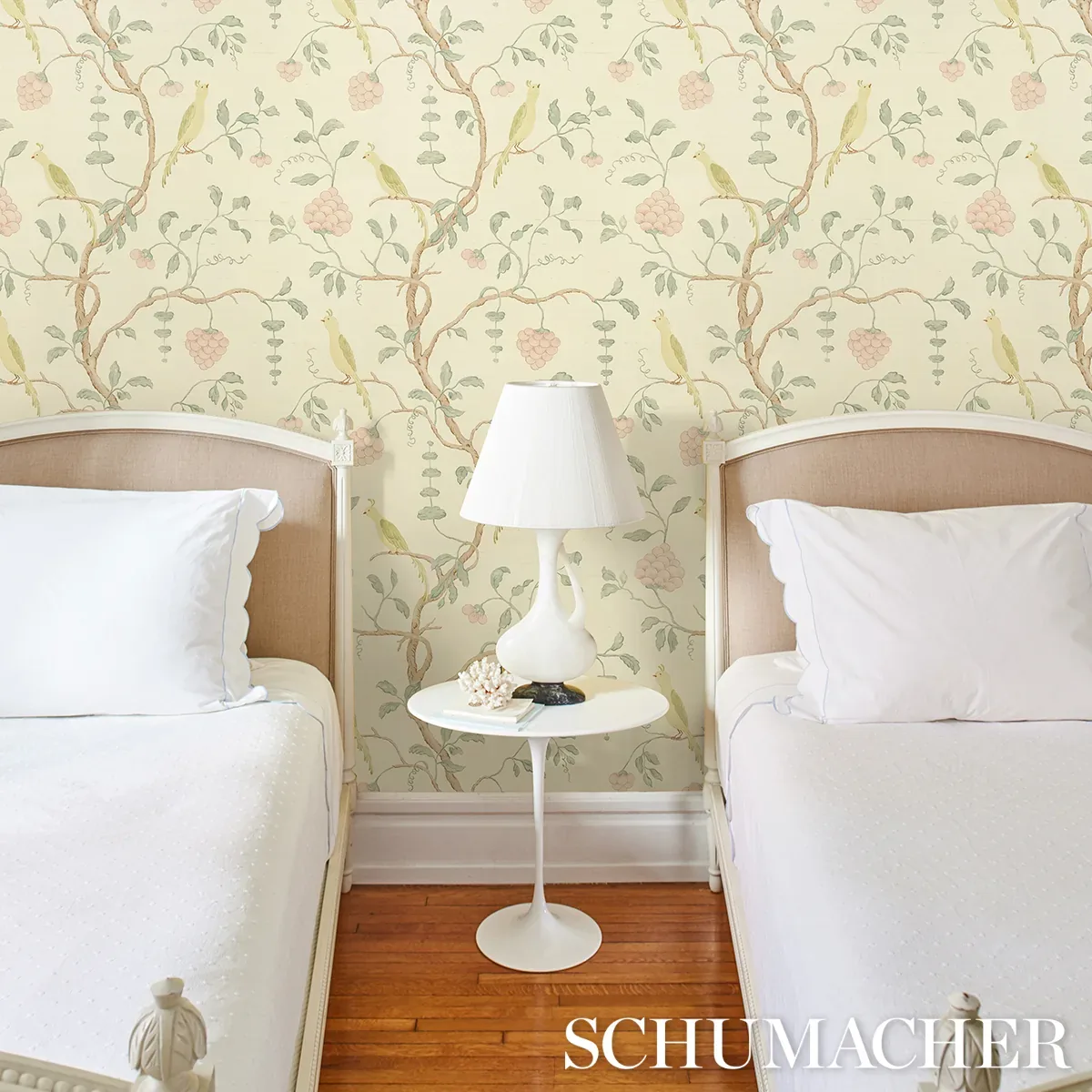 WISTERIA SISAL - TEAL & SOFT PINK Schumacher Wallpaper | Wal WISTERIA SISAL TEAL & SOFT PINK Schumacher Wallpaper wallpaper - SKU 5013700