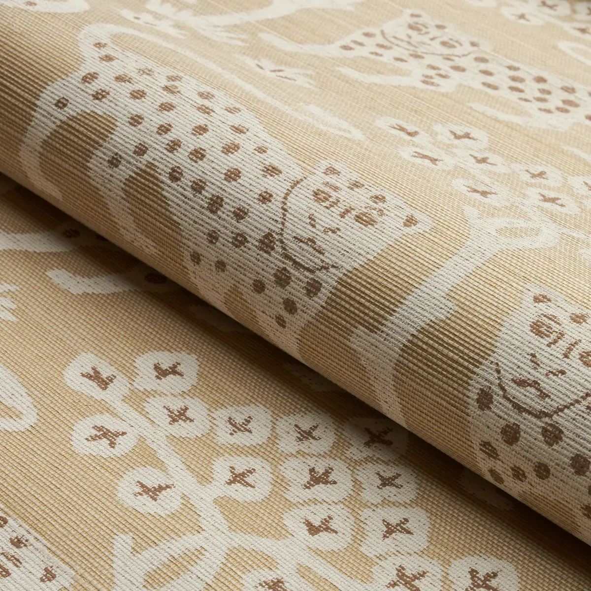 WOODLAND LEOPARD SISAL OATMEAL Schumacher Wallpaper wallpaper - SKU 5012303