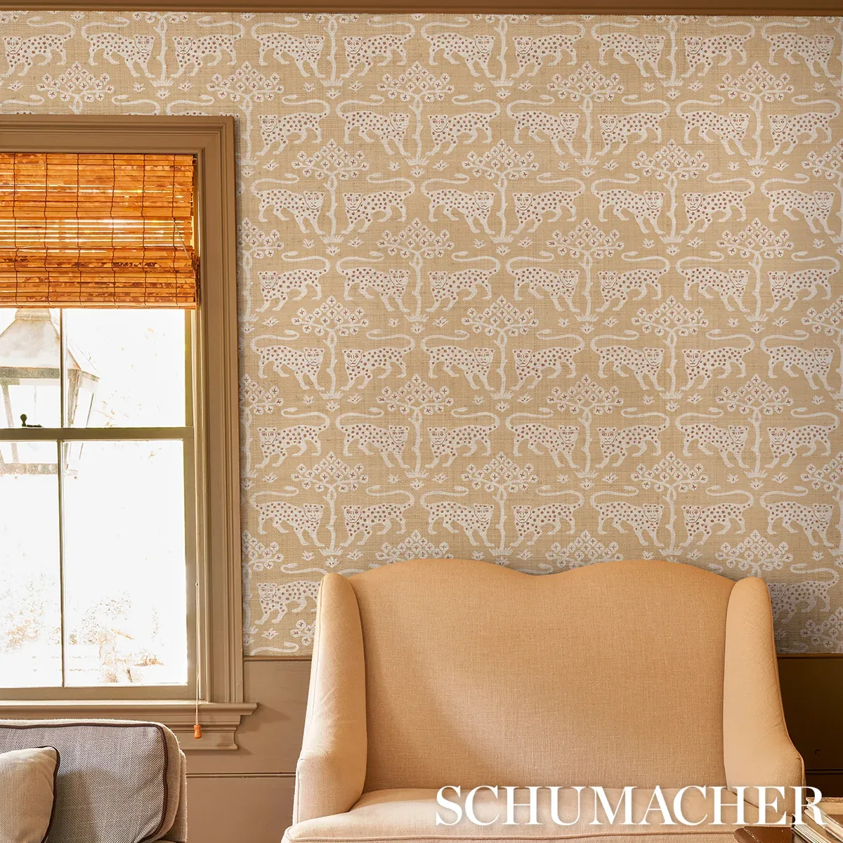 WOODLAND LEOPARD SISAL OATMEAL Schumacher Wallpaper wallpaper - SKU 5012303