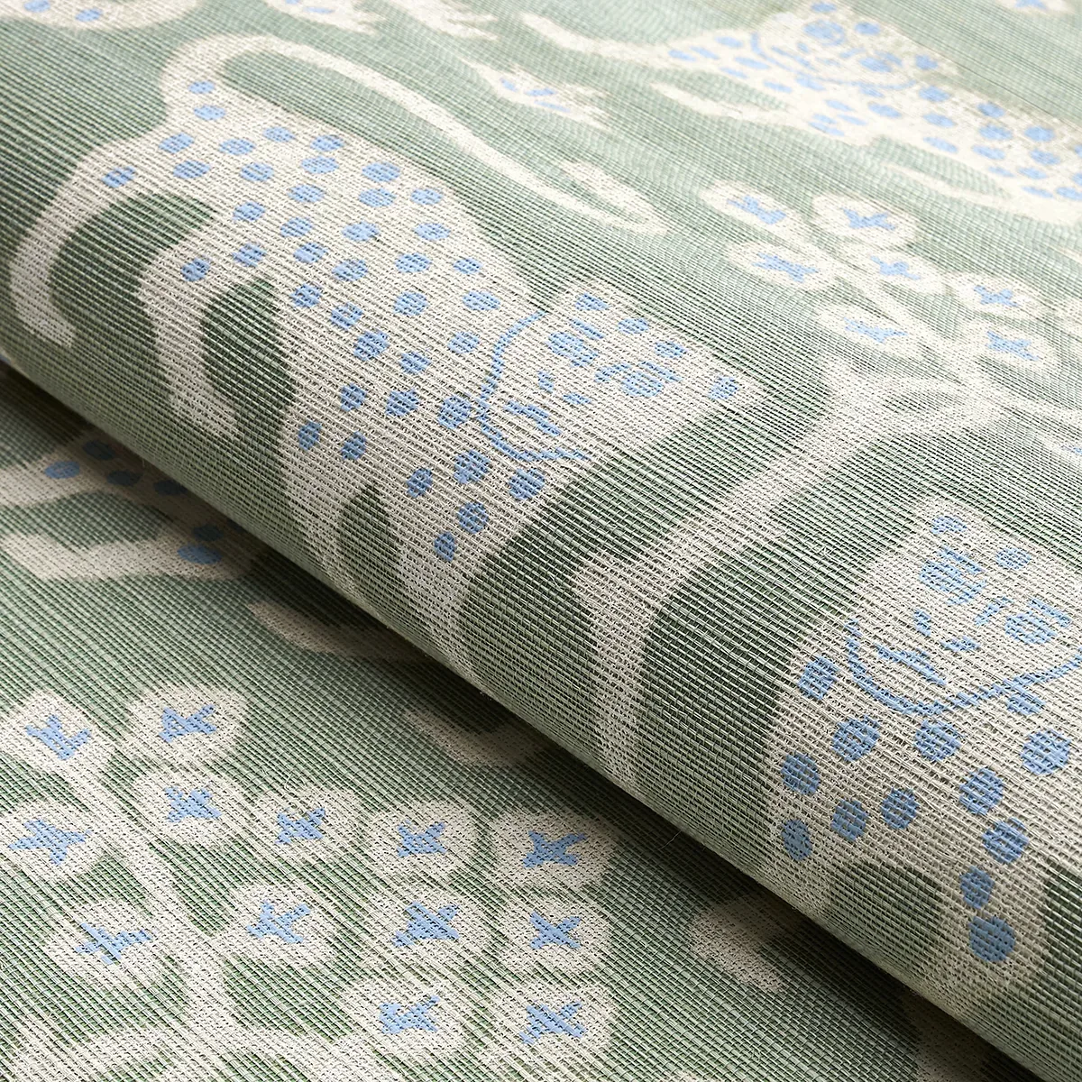 WOODLAND LEOPARD SISAL SEAGLASS Schumacher Wallpaper wallpaper - SKU 5012300