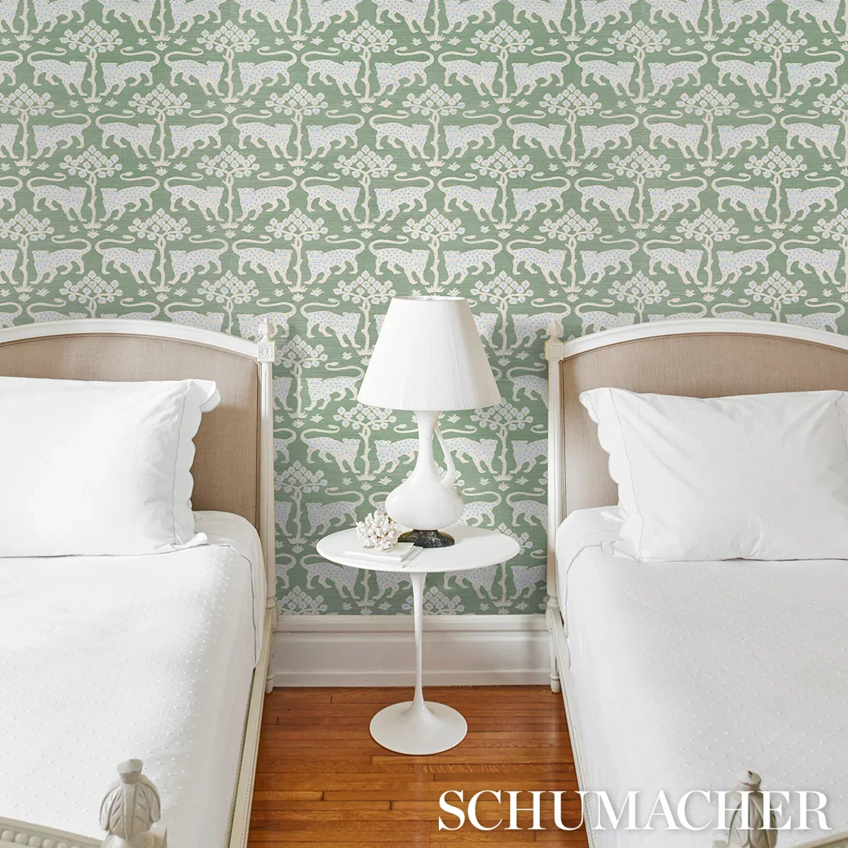 WOODLAND LEOPARD SISAL SEAGLASS Schumacher Wallpaper wallpaper - SKU 5012300