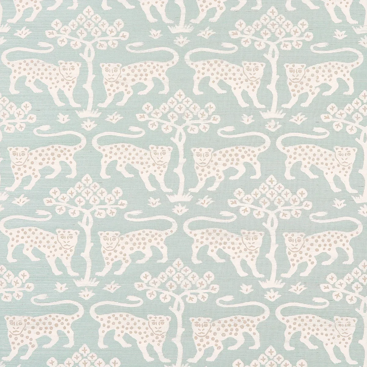 WOODLAND LEOPARD SISAL WATERBLUE Schumacher Wallpaper wallpaper - SKU 5012301