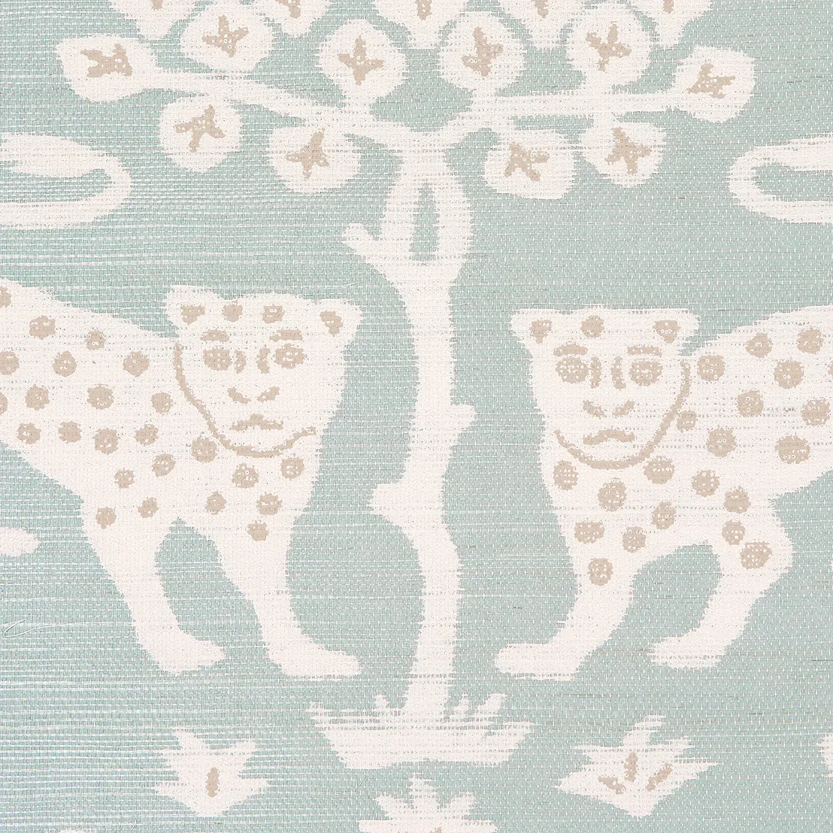 WOODLAND LEOPARD SISAL - WATERBLUE Schumacher Wallpaper | Wa WOODLAND LEOPARD SISAL WATERBLUE Schumacher Wallpaper wallpaper - SKU 5012301