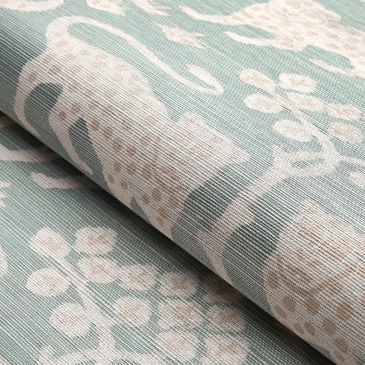 WOODLAND LEOPARD SISAL - WATERBLUE Schumacher Wallpaper | Wa WOODLAND LEOPARD SISAL WATERBLUE Schumacher Wallpaper wallpaper - SKU 5012301