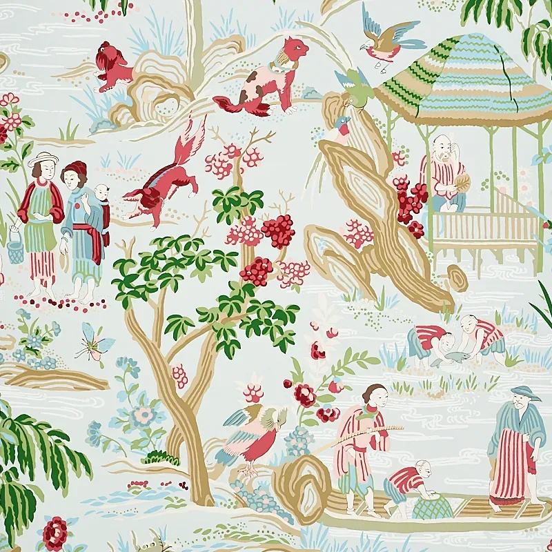 YANGTZE RIVER AQUA Schumacher Wallpaper wallpaper - SKU 5009091