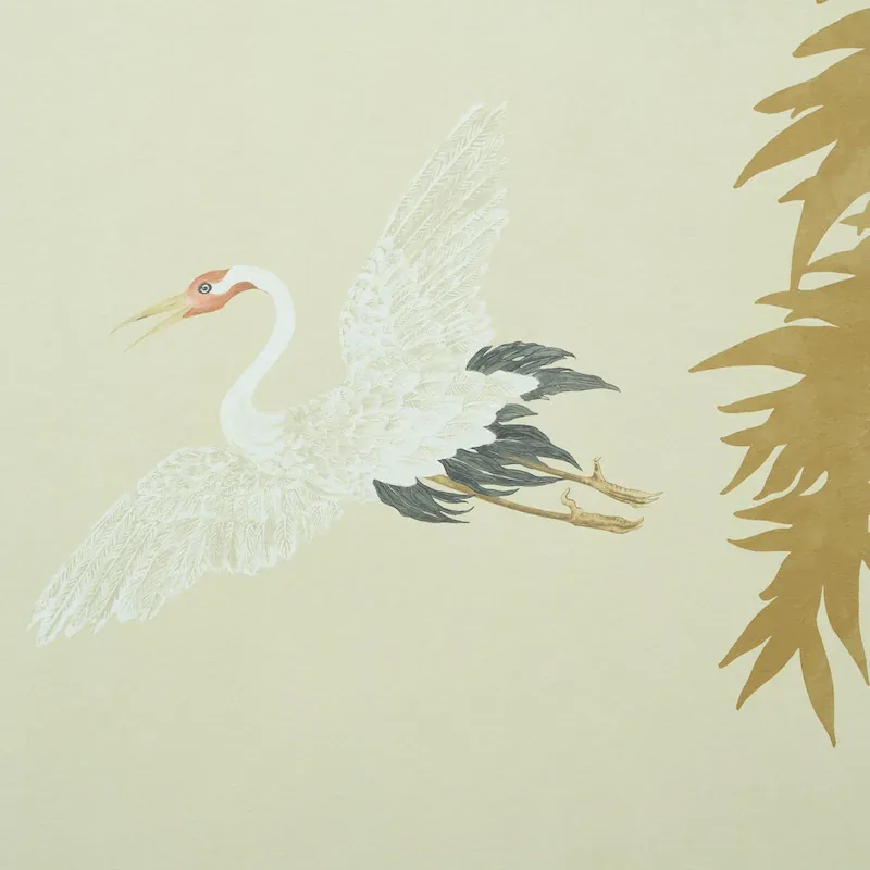 YASHINOKI CRANE PANEL SET - GOLD Schumacher Wallpaper | Wall YASHINOKI CRANE PANEL SET GOLD Schumacher Wallpaper wallpaper - SKU 5011700