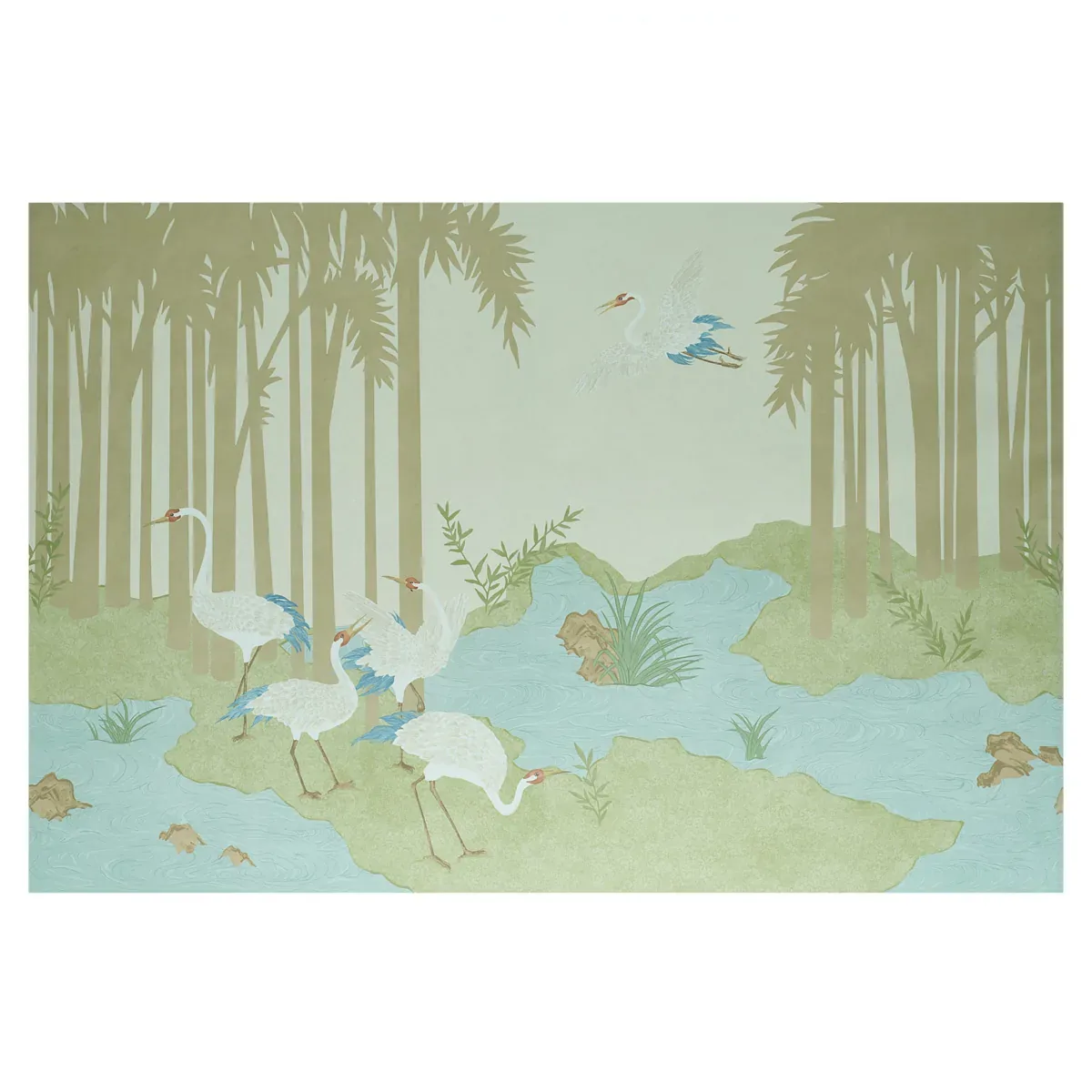 YASHINOKI CRANE PANEL SET - WILLOW Schumacher Wallpaper | Wa YASHINOKI CRANE PANEL SET WILLOW Schumacher Wallpaper wallpaper - SKU 5011701