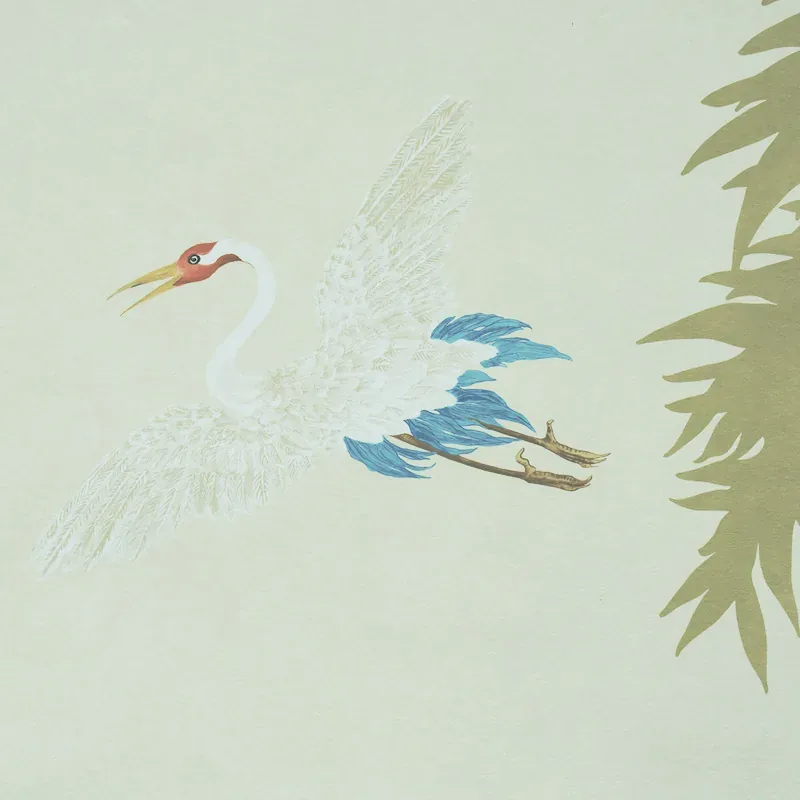 YASHINOKI CRANE PANEL SET - WILLOW Schumacher Wallpaper | Wa YASHINOKI CRANE PANEL SET WILLOW Schumacher Wallpaper wallpaper - SKU 5011701